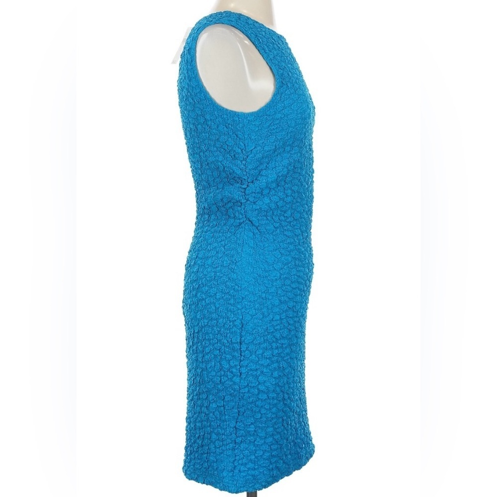 NEW Anthropologie Textured Topaz Blue Sleeveless Cocktail Sheath Dress Sz S - Picture 4 of 7